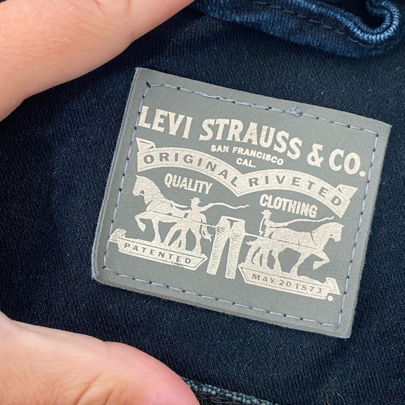Levi Jean Jacket dark blue black sleeves Small - Picture 1 of 9